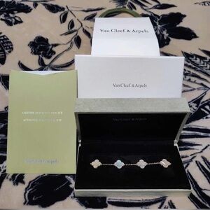 Van Cleef & Arpels White and Gold Clover Bracelet